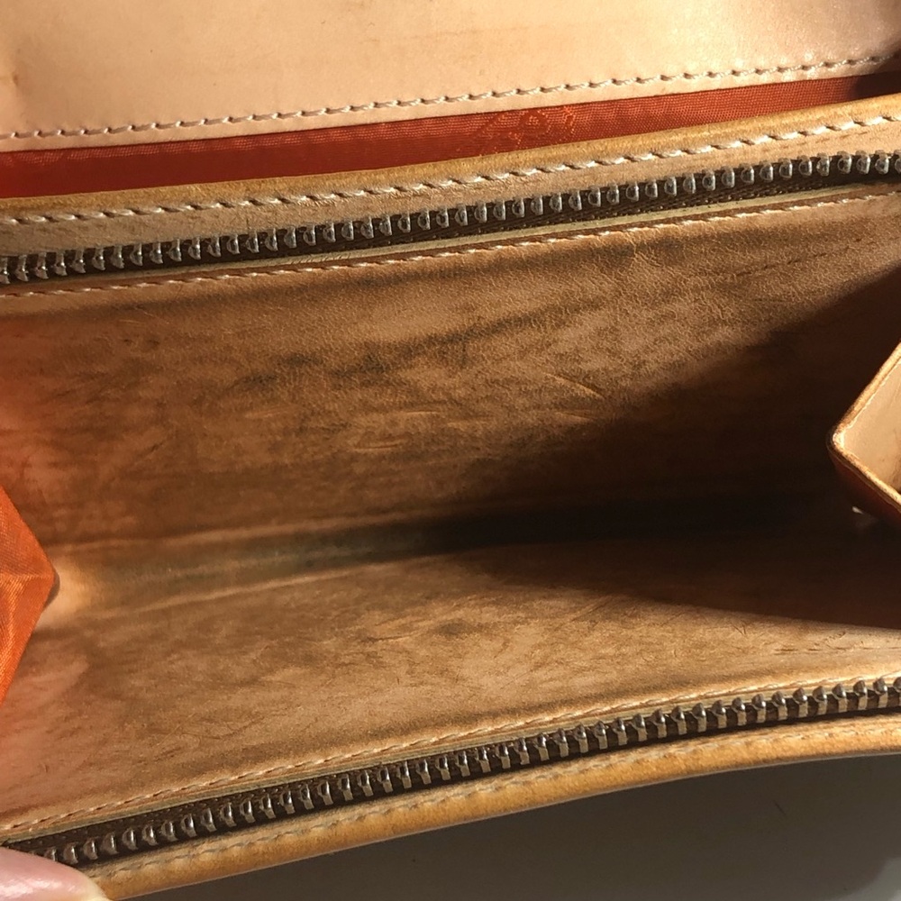 COACH Wallet Brown Canvas Signature Pattern w/ Tan Leather Bifold Medium Compact - Picture 14 of 15